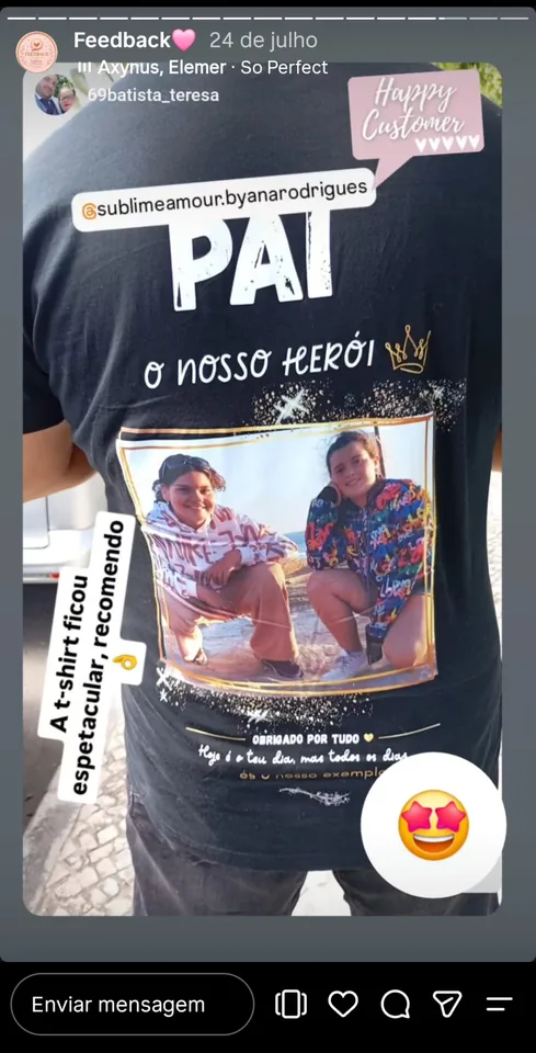 T-shirt personalizada de homenagem ao pai