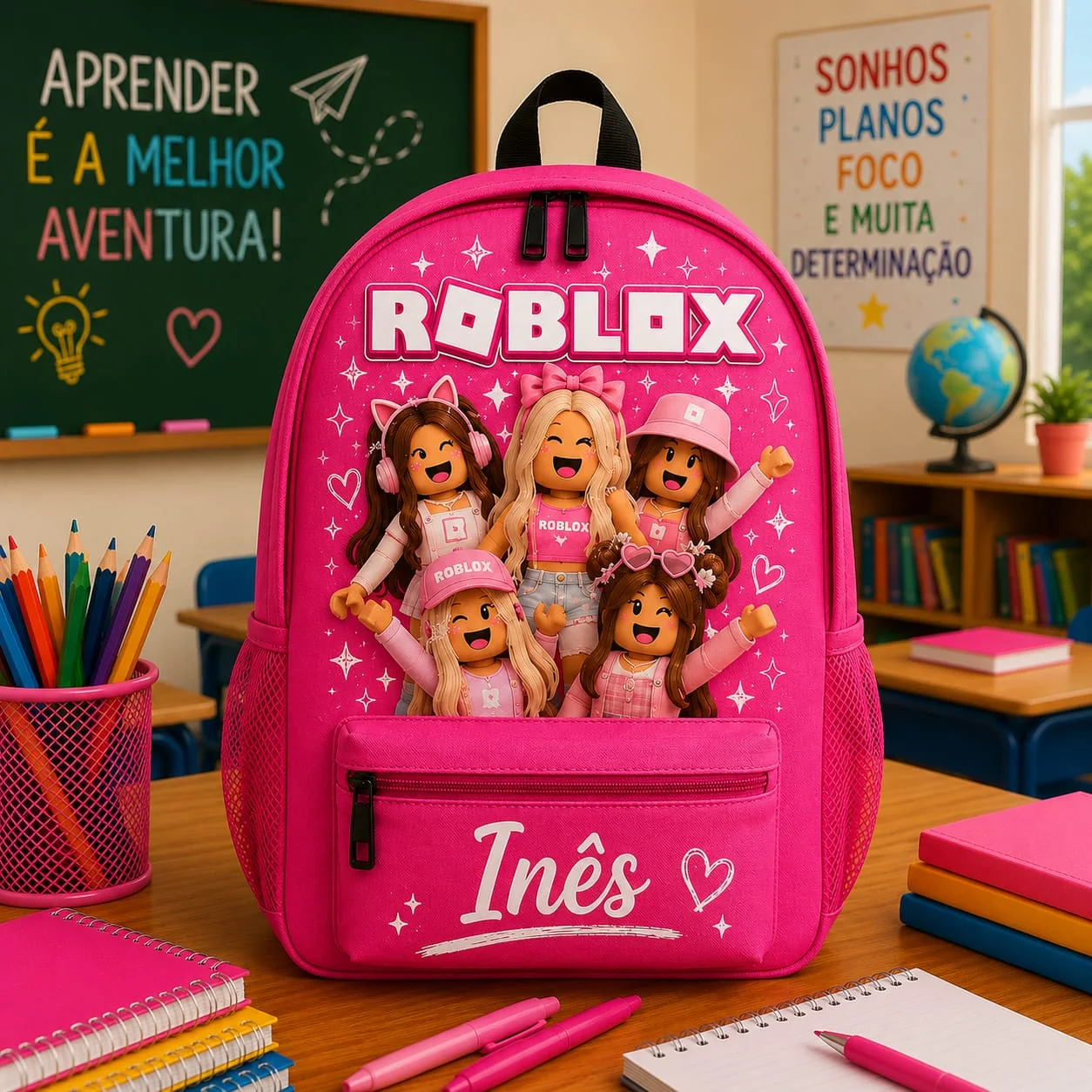 Mochila rosa personalizada